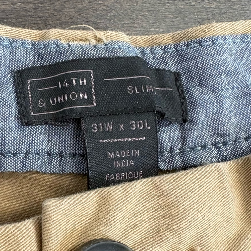 14Th & Union Men’s Slim Fit Straight Leg Khaki Chino Pants Size 31x30 Casual - Picture 5 of 9